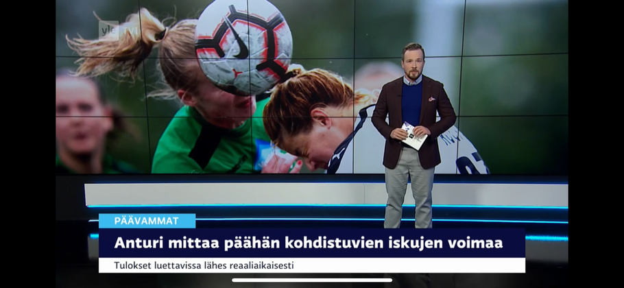 ACT Head Impact Tracker in action in Sports news / ACT Head Impact Tracker työn touhussa Urheiluruudussa